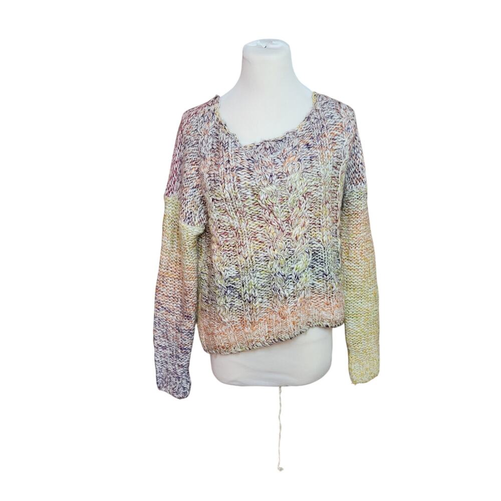 Abercrombie & Fitch Multi-Color Oversized Cable Cropped Sweater
